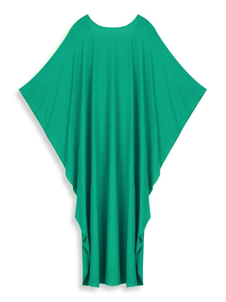 EDOLYNSA Кафтан больших размеров, зеленый, однотонный, с богемным принтом, летнее длинное пляжное платье, женская домашняя одежда, купальный костюм, накидка, свободный кафтан