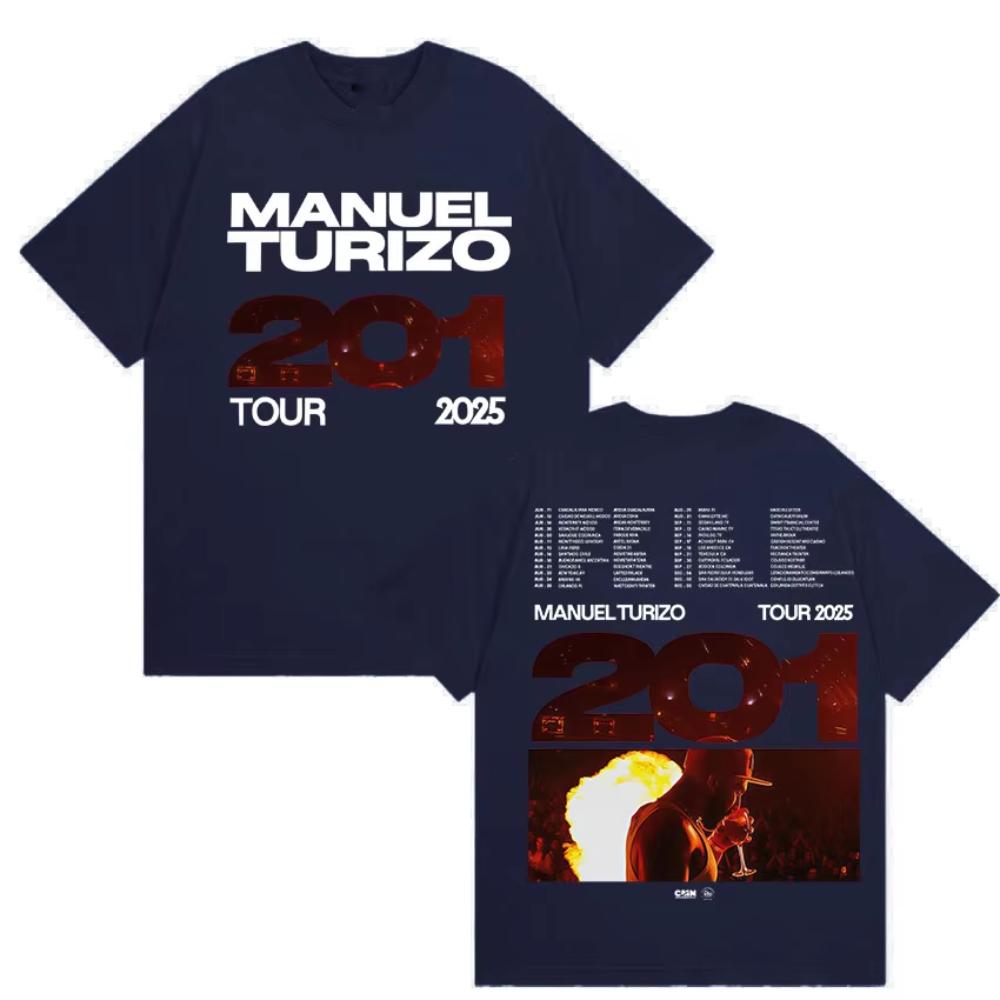 Rapper Manuel Turizo Tour 2025 Merch T Shirt Men's Retro Style Gothic Short Sleeve T-shirts Hip Hop Clothing Cotton Tops Tshirts