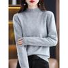 YYFS Women's Fashion Casual Fall Winter Solid Color Print Long Sleeve Half Turtleneck Tops Women's Clothing Woolen Knitwear Sweaters