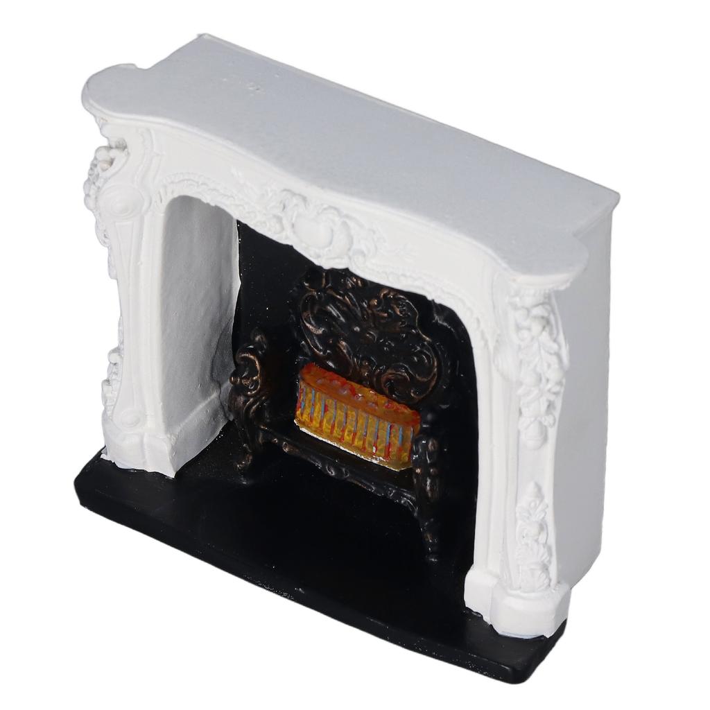 Dollhouse LED Fireplace Rococo Style Simple Switch Control Portable Resin 1:12 Dollhouse Miniature