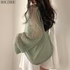 HOUZHOU открытые топы, женские винтажные элегантные повседневные уличные свитера с круглым вырезом, шикарные свободные свитера, трендовые пуловеры