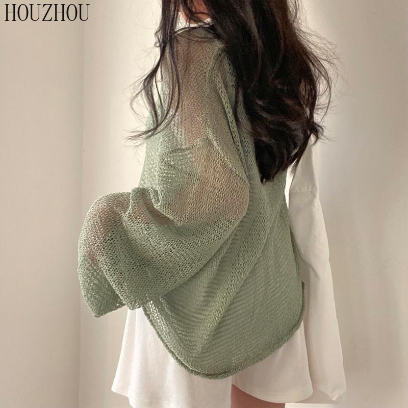 HOUZHOU открытые топы, женские винтажные элегантные повседневные уличные свитера с круглым вырезом, шикарные свободные свитера, трендовые пуловеры