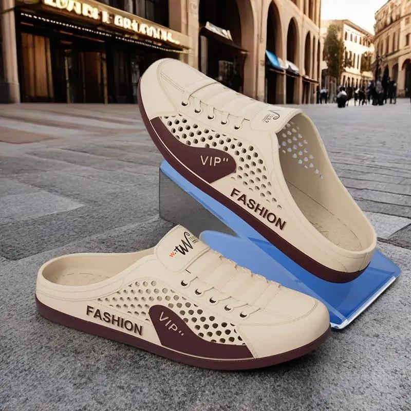Fashion Website Sandals Man Hole Breathable Shoes Height 2025 Fashion Summer Sale Casual Adult Pvc Fun Y2k Low Price Slippers for Men