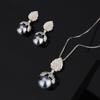 Pearl Necklace Niche Light Luxury High Sense Color Separation Electroplating Pearl Stud Earrings Set Gray Bead Woman