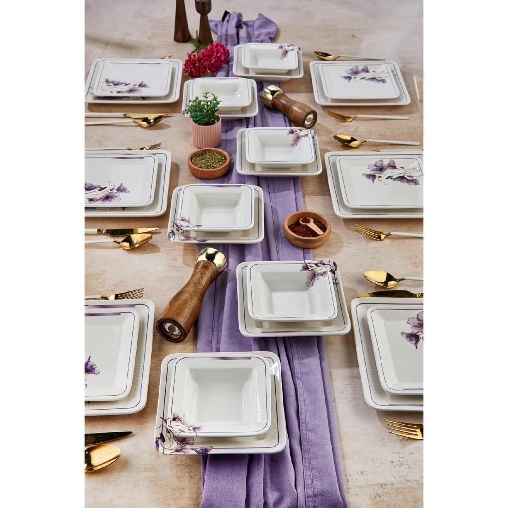 Lux Ceramic Lotus Flower 24 Piece Dinnerware Set For 6 Persons