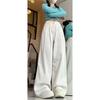 Spring Summer High Waist Wide Leg Jeans Women White Loose Wrinkle Design Fashion Drape Slimming Pants
