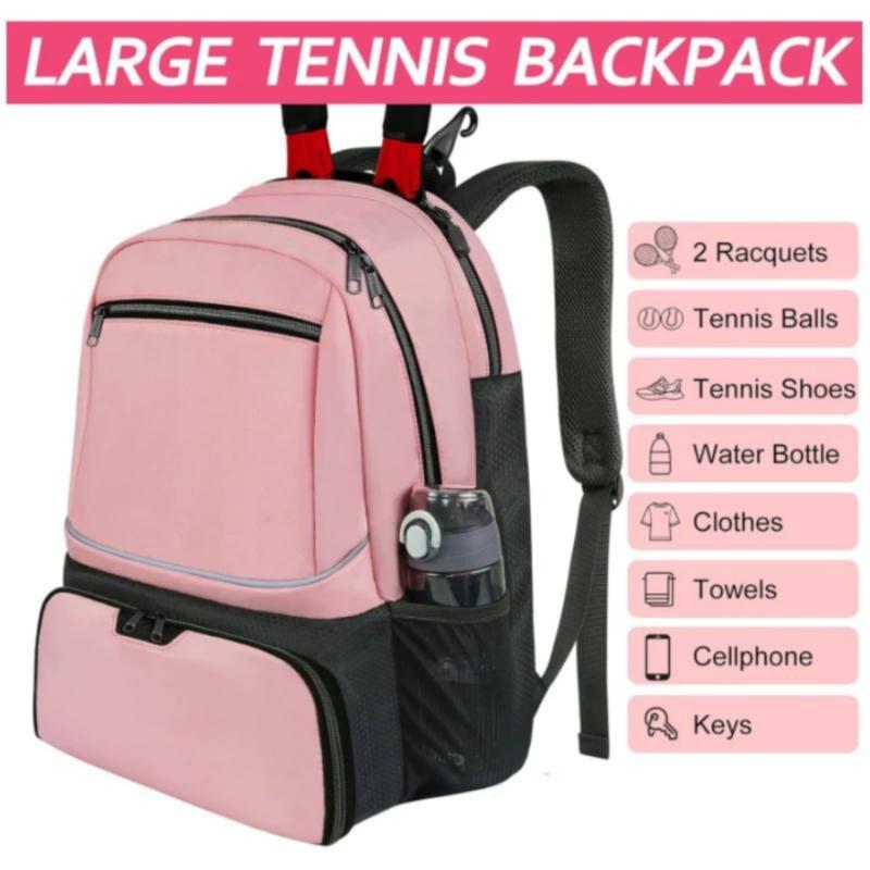 A sports racket backpack - Tour-grade racket bag with a ventilated shoe compartment and multi-layer storage (with sports equipme