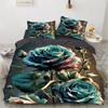 Home Textile (three-piece Set) Flower Rose Pattern 3D Printing Single Double Queen Quilt Cover Pillowcase Bedding Set