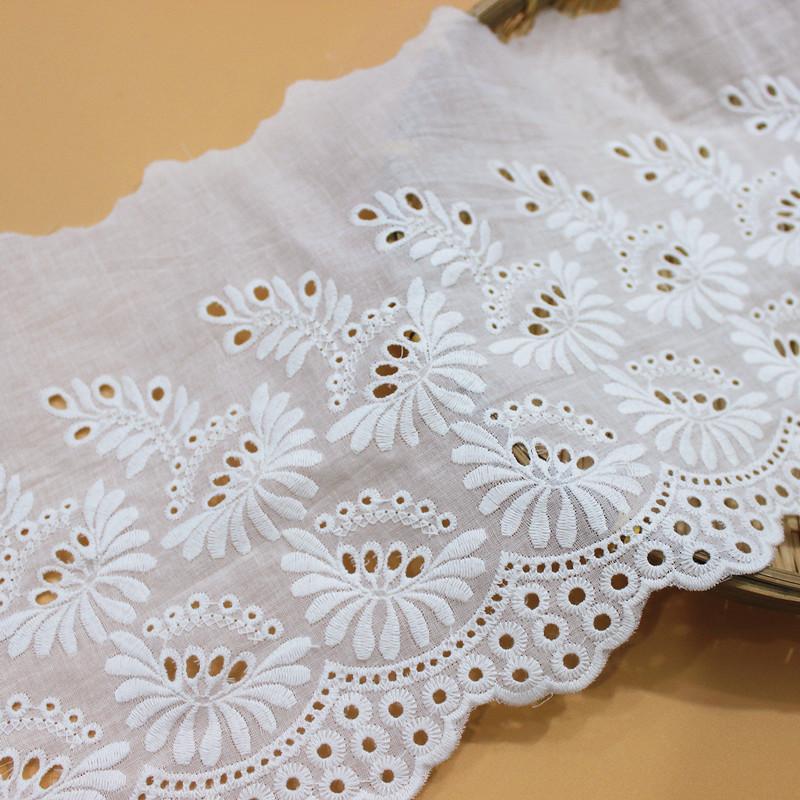 2Meters/lot 20cm Wide Hollowed Out Large Chrysanthemum Cotton Embroidery Lolita Children's Clothing Accessories Lace