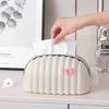 Shell-Shaped Tissue Box with Spring, High-end Household End Table Storage Box Cute Originality Sea Shell Elastic Tray