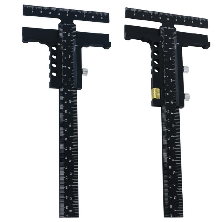 Woodworking T Ruler Scriber Gauge Carpentry Scriber Aluminum Sliding Scribing Ruler Multifunctional Measurement Tool