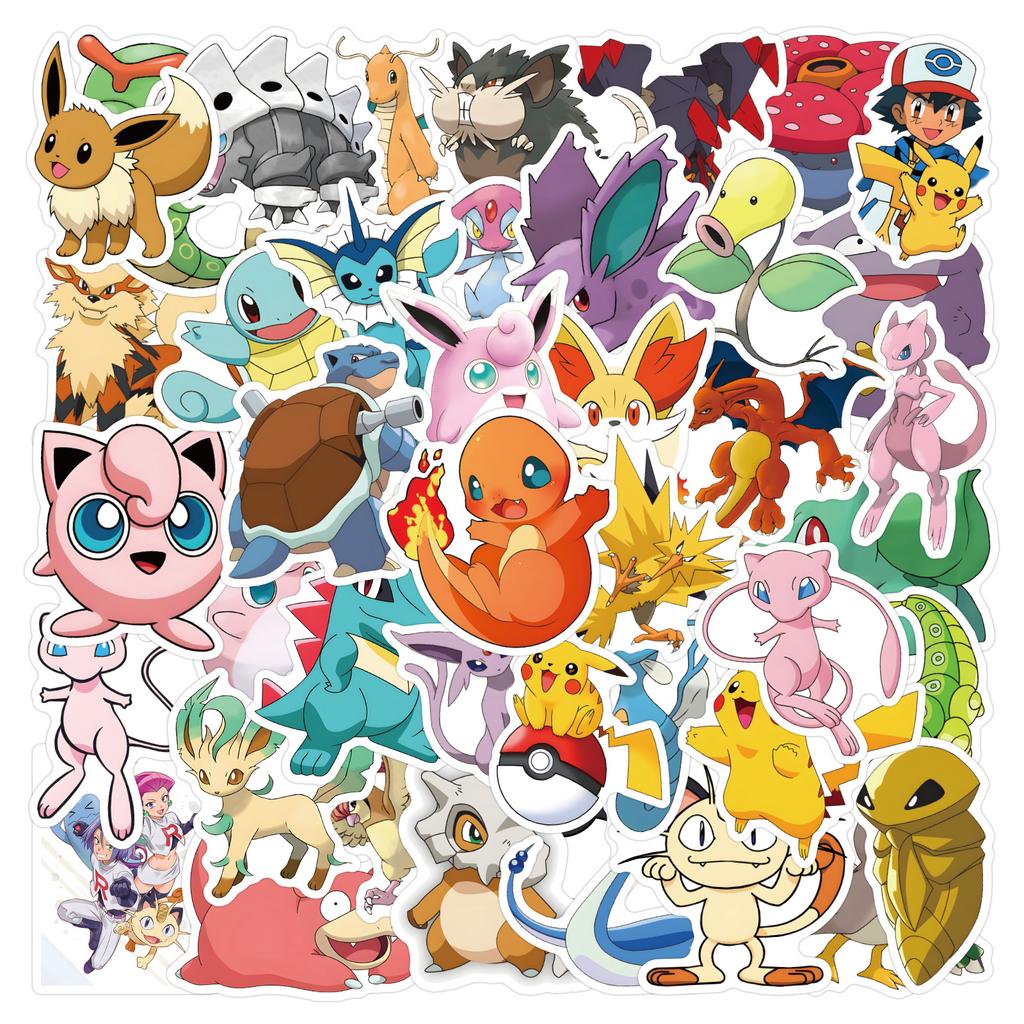 50 Pokemon Doodle Stickers Luggage Refrigerator Helmet Mobile Phone Kettle DIY Decorative Stickers