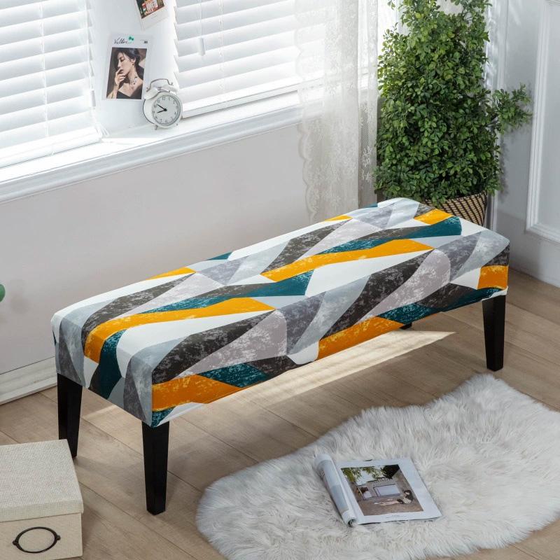 1 шт. Длинный чехол для табурета Нескользящий чехол для длинной скамьи Пылезащитный протектор для скамьи Чехол-накидка Цветочный принт Полная обертка Эластичный чехол-накидка