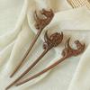 1PC Hanbok Headdress Simple Small Animal Hairpin Look At The Moon Sandalwood Hairpin Cute Ancient Sense Of Style Multi-Style