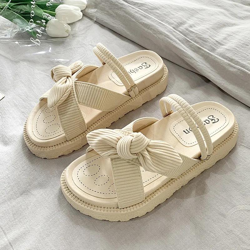 Sandias De Tacon Internet Hot Women Shoes Summer Fairy Style Improve Fashion Student Platform Roman Lady Sands Flat Shoe2024