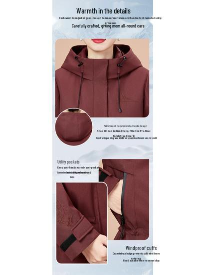 Женская зимняя куртка средней длины со съемной подкладкой - Утепленное, теплое пуховое пальто для женщин среднего и пожилого возраста