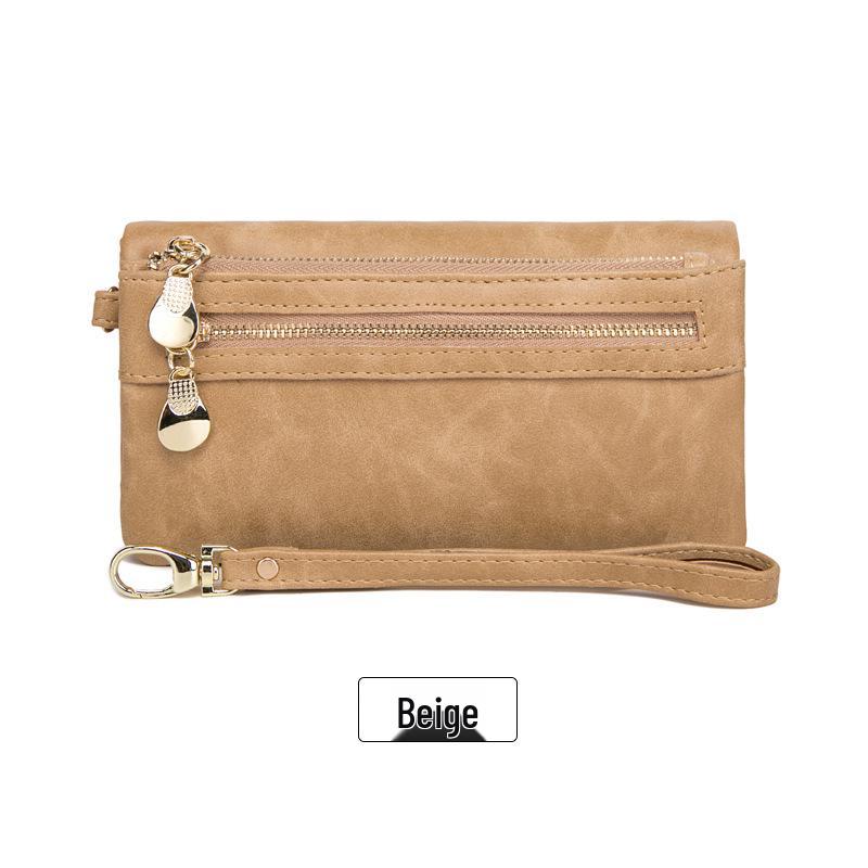 Women's Frosted Retro Long Wallet - Korean Style Multifunctional Clutch and Coin Purse