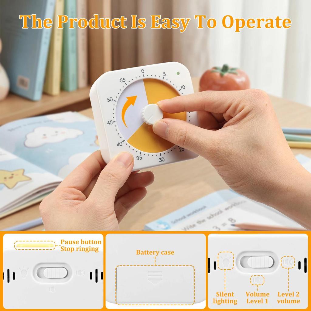 60-Minute Pomodoro Visual Timer Countdown Timer Kitchen Accessories Stop Watch Digital Stopwatch Pomodoro Kid Time Management3