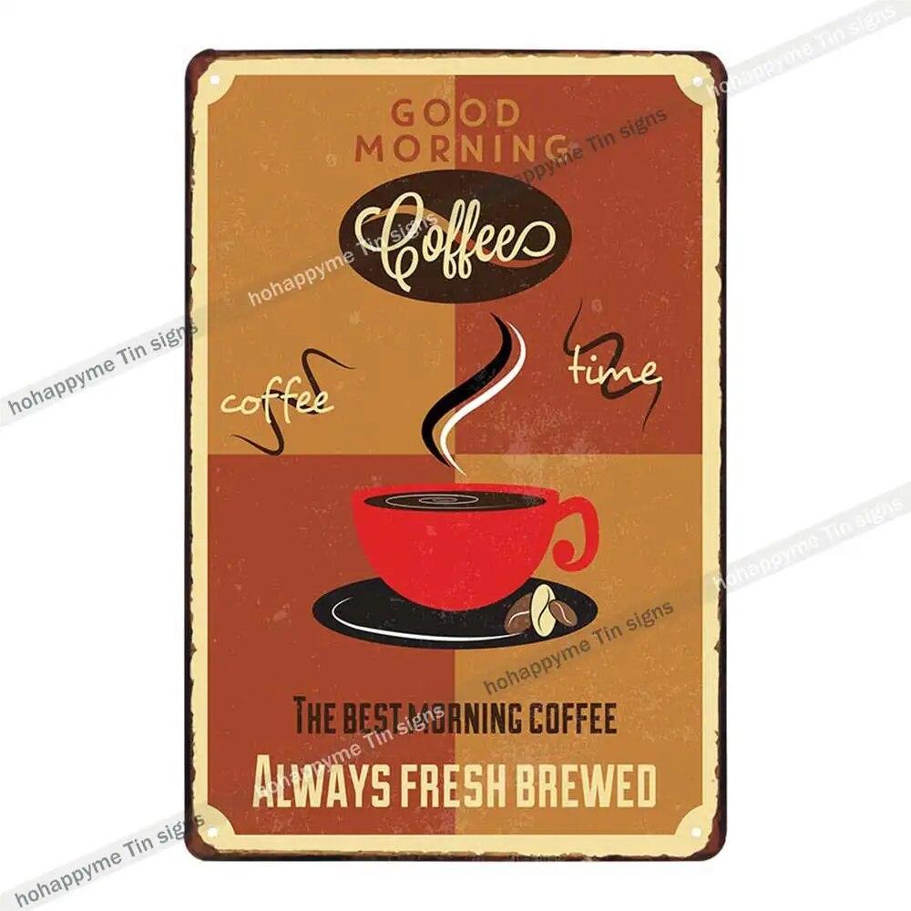 Coffee Vintage Signs Tin Metal Art Iron Painting Decoration Cafe Pub Club Bar Retro Poster Wall Stickers Home Decor 20x30cm
