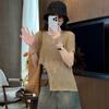 Summer Thin Breathable Hollow Knitted Sweater Women's Pullover Round Neck Simple Knitted Short Sleeved T-shirt