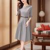 2025 French-Style Slim Waist Three-Quarter Sleeve Dress for Women