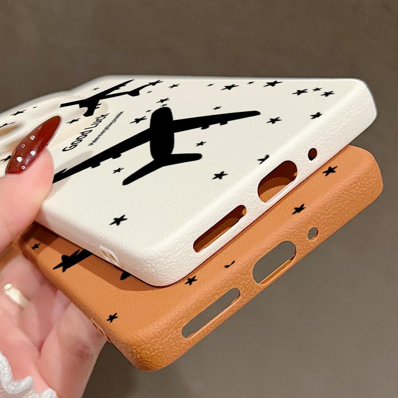 Для Xiaomi 13T Pro Poco X7 X6 M6 Pro Redmi Note 14 13 Pro 12 11 чехол с принтом самолета, кожаная текстура, мягкий противоударный матовый тонкий чехол для телефона TPU