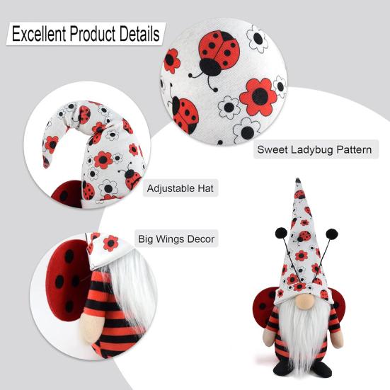 Тематическая безликая кукла с божьей коровкой, белая борода, кукла-гном, плюшевая фигурка, украшение на удачу и счастье, домашний декор