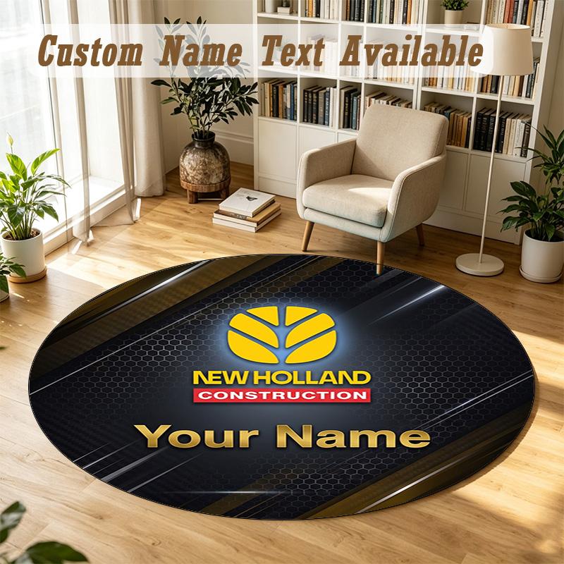 Round Rug Custom NameNew Holland Pattern Non Slip Carpet Home Floor Decor