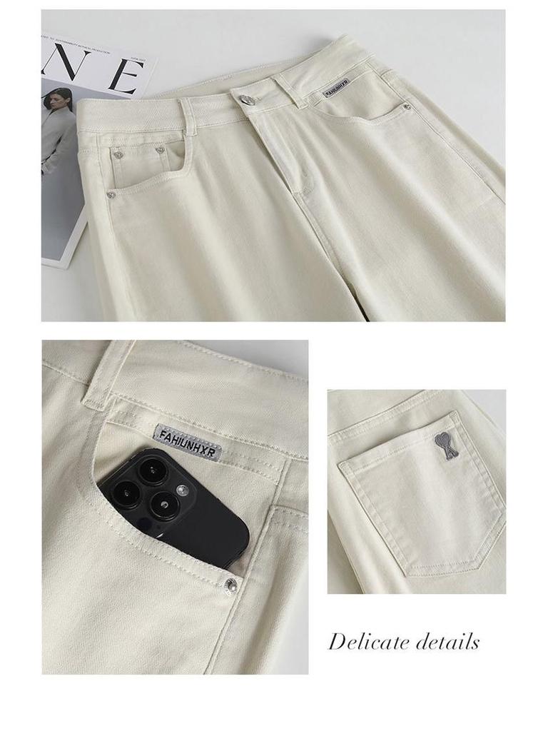 Женские джинсы с высокой посадкой, свободные, с широкими штанинами - Лето 2025, Повседневные, Прямые, Прилегающего кроя для миниатюрных размеров