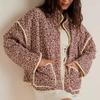 Decoration Cardigan Cotton Coat  Autumn Flower Printed Thin Pocket Women's Top  Winter Jacket Plus Size