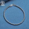 925 Sterling Silver 4mm Smooth Beads Ball Chain Bracelet Jewelry