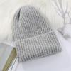 Женская зимняя вязаная шапка с утолщенной флисовой подкладкой - Простая модная шерстяная шапка-бини