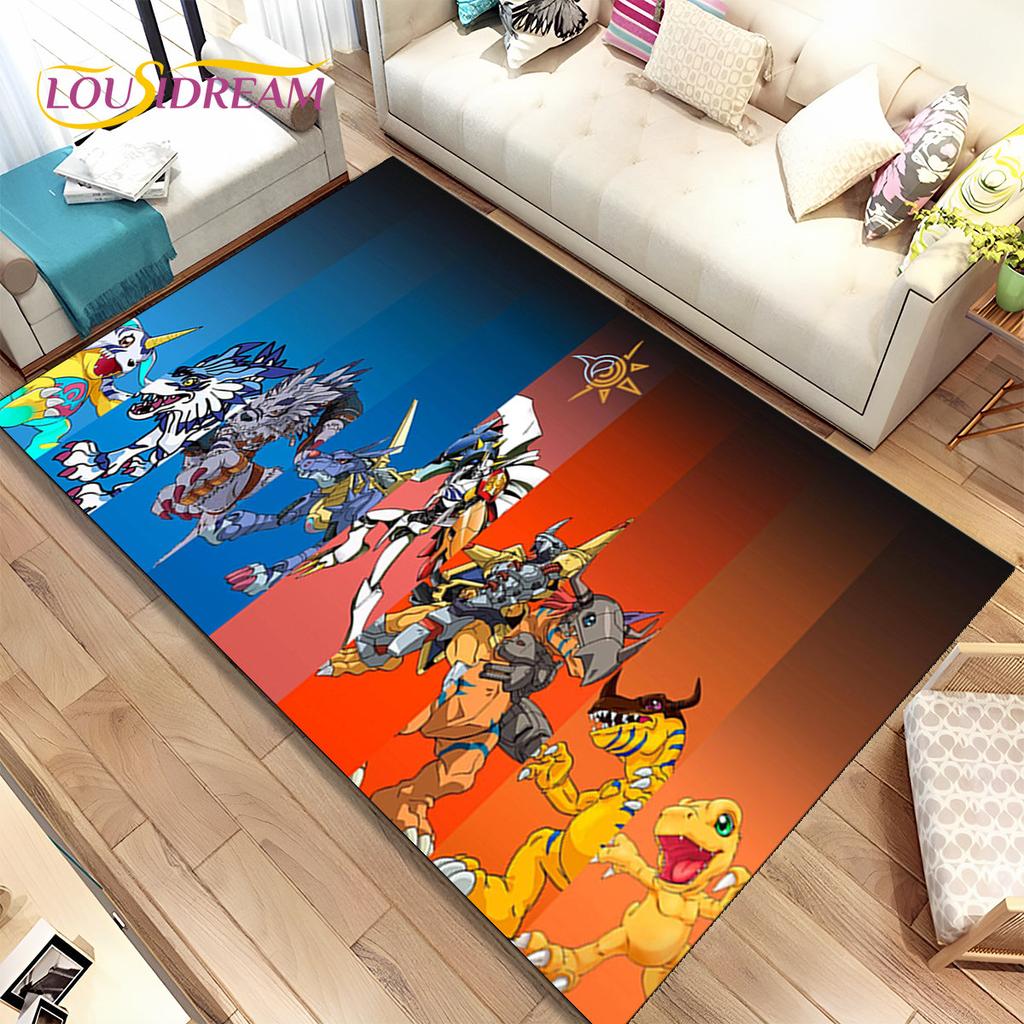 Cartoon Digimon Adventure Area Rug Large,Carpet Rug for Living Room Bedroom Sofa Doormat Decoration, Non-slip Floor Mat Cover 3D