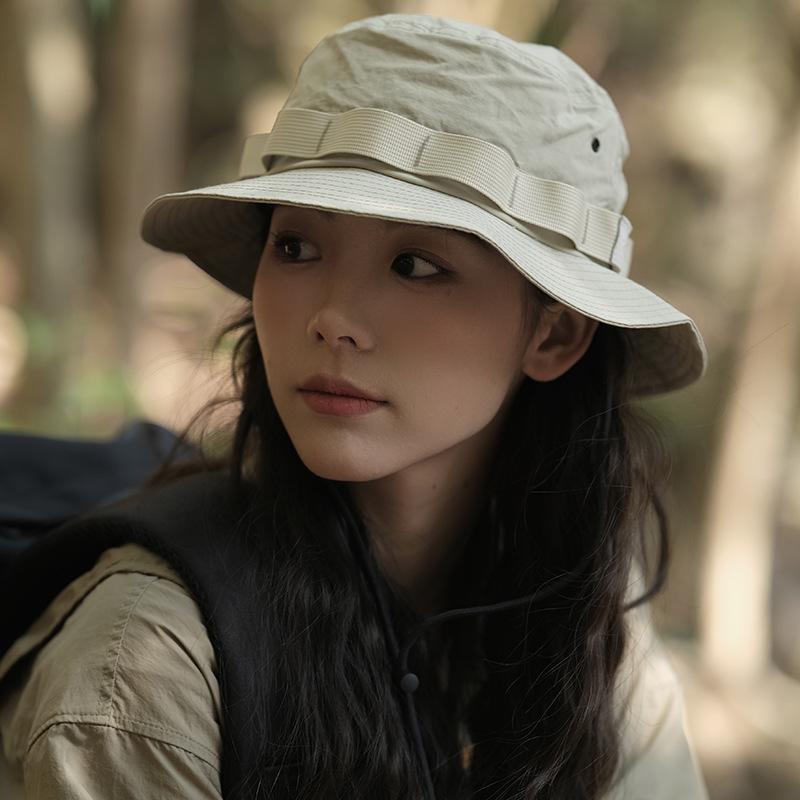 Japanese Outdoor Thin Quick-Drying Spring And Summer Drawstring Climbing Hat Men'S And Women'S Bucket Hat Sunshade Sunscreen Basin Hat