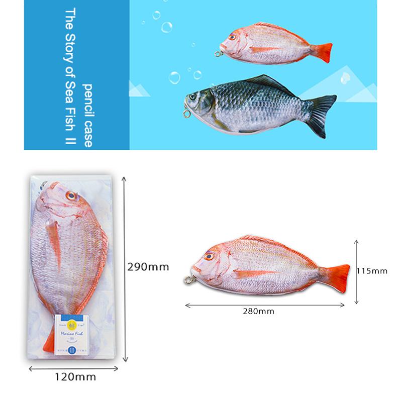 Милый пенал с имитацией рыбы, кавайный мультяшный пенал на молнии, большая вместительная портативная сумка для хранения, держатель для канцелярских принадлежностей, сумки для ручек
