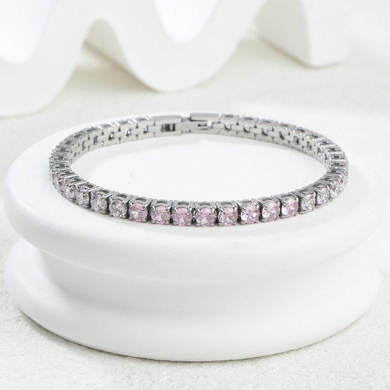 Gradient Zircon Tennis Bracelet 316L Stainless Steel Precision Polished Buckle CNC Diamond Inlay Non Fading Unisex Jewelry