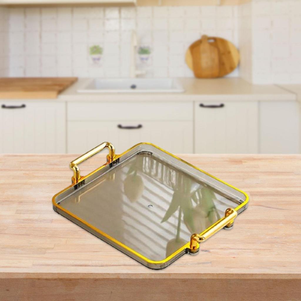 Serving Tray with Handles Rectangle Serving Platter Tea Fruit Storage Tray for Living Room Bathroom Kitchen Entertaining Decor
