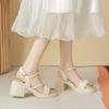 Босоножки женские новые летние на платформе с юбкой толстый каблук с ремешком на одно слово босоножки на высоком каблуке