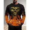 Cute Abstract Monster Pattern T-Shirt For Men Cool Skull 3D Print T Shirts Autumn Casual Loose Round Neck Tops Tees Long Sleeves