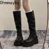 Thick Heel Women Knee High Boots Fashion Slip On Shoes Autumn Winter Laides Concise Knight Long Botas De Mujer