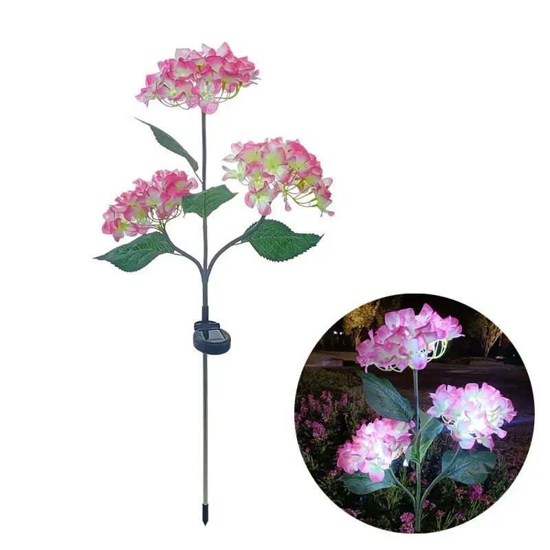 Solar Artificial Flowers Light 3 Heads Garden Lamp Outdoor Landscape Decoration Waterproof Yard Lawn Courtyard Stake