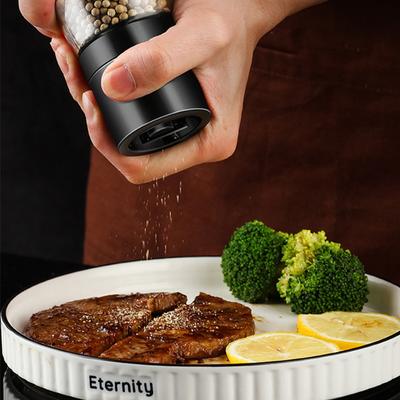 Перечница портативная многоразовая нержавеющая сталь 2024 оптовая продажа баночки для острых специй прозрачное стекло креатив