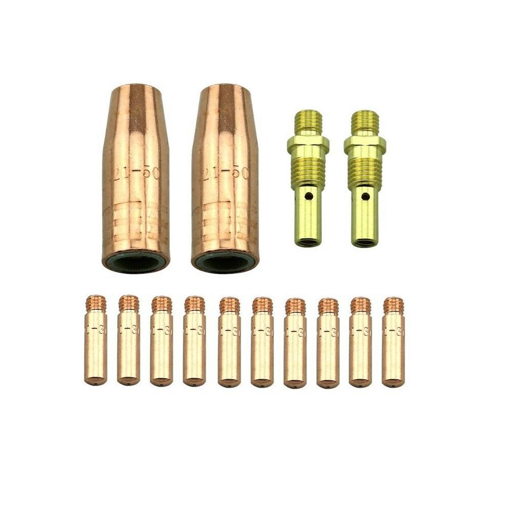 14Pcs MIG Welding Machine Accessories Kit 0.035'' Contact Tips Gases Nozzles Diffusers Replacement