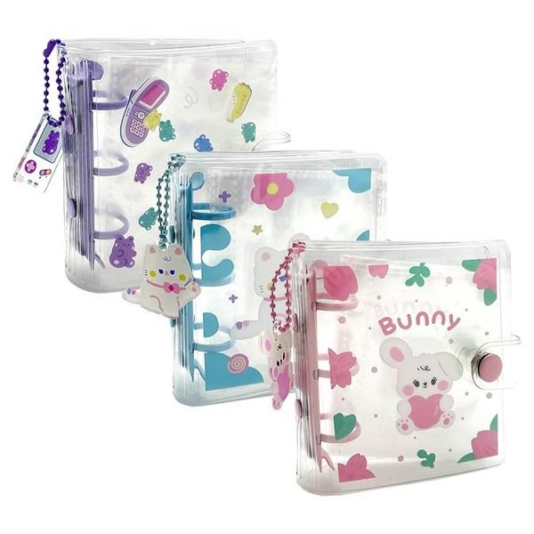 Прозрачная строка 1 пробел, 10 листов внутренней бумаги, папка для фотокарточек, розовый кролик, 1 шт.