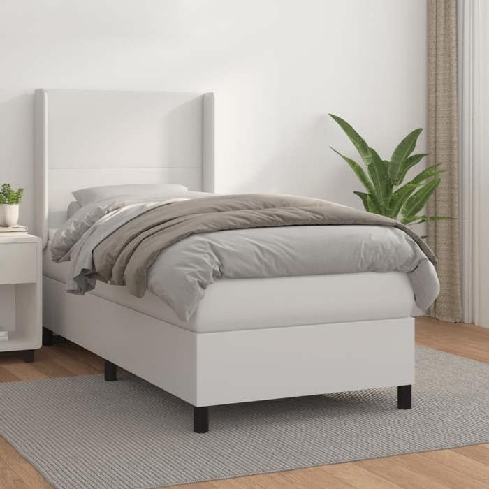 Maison Exclusive - Sommier à lattes de lit avec matelas Blanc 100x200cm Similicuir