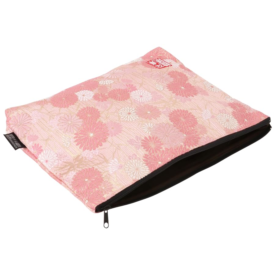 Senshishuin Nishijin Brocade Stamp Book Case and Chrysanthemum LL Size Pouch/Shrine (Lined) - Peach, Sasagi, Design,