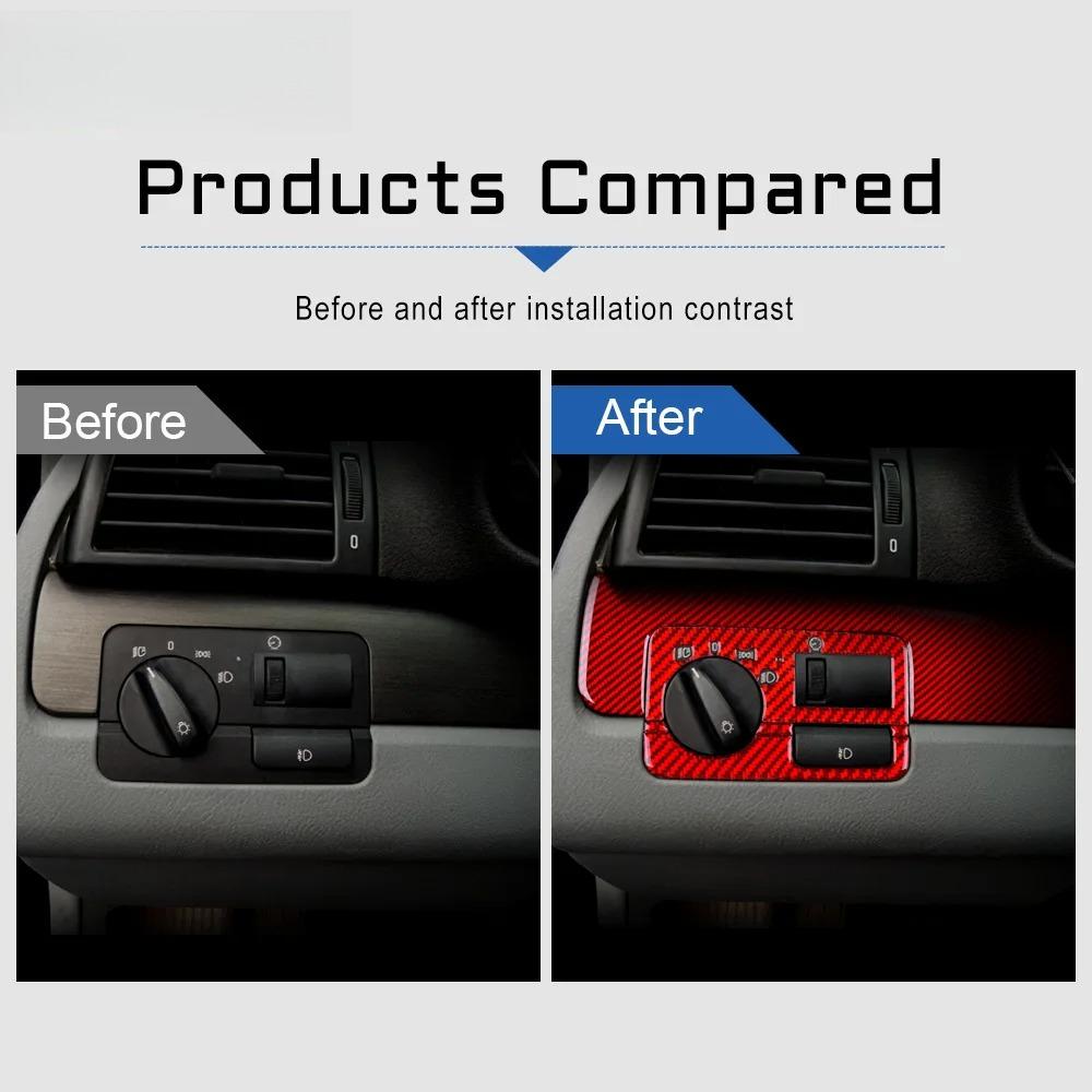 Carbon Fiber Car Headlight Switch Button Light Control Knob Panel Frame Trim Decoration Sticker For BMW 3 Series E46 1998-2006