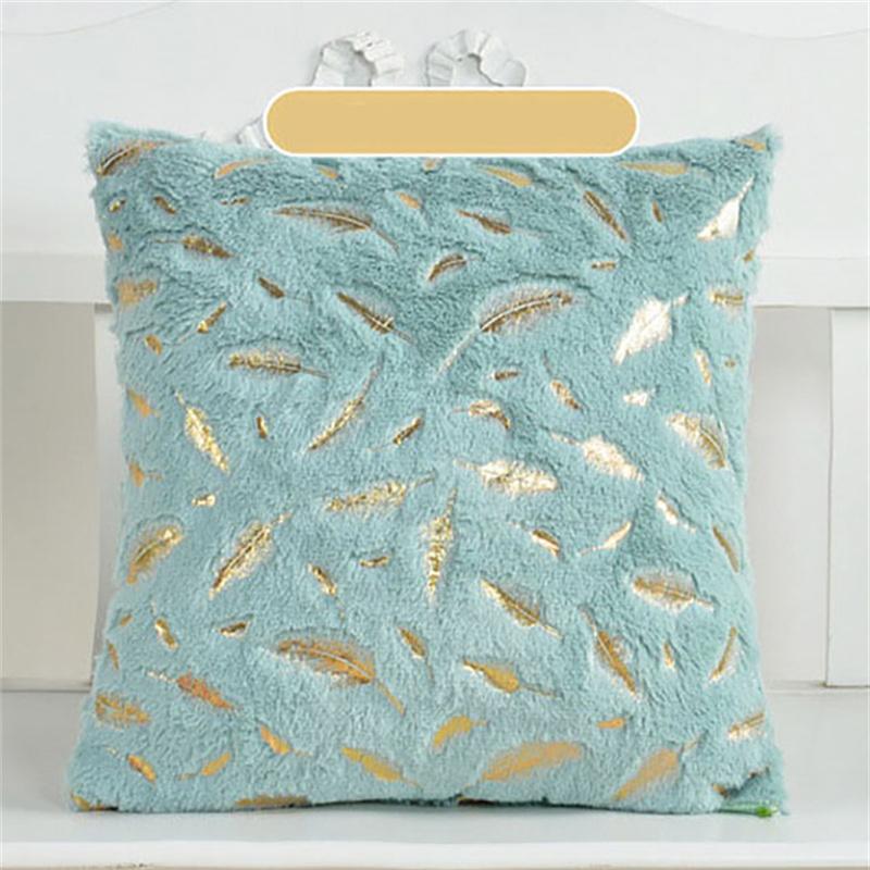 Home Pillowcase Two-sided Plush Hot Stamping Feathers Cushion Cover