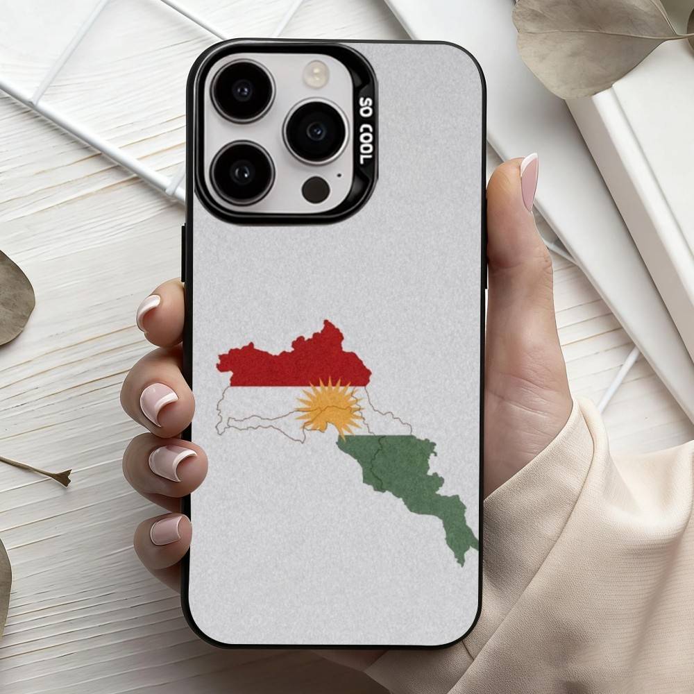 Kurdistan Flag M-Mobile Phone Case For iPhone17,16,15,14,13,12,11 Plus,Pro Max Black Candy Silver Plated Cover