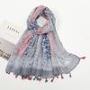 Color Printed Tassel Scarf Bohemian Stitching Shawl Seaside Travel Vacation Sunscreen